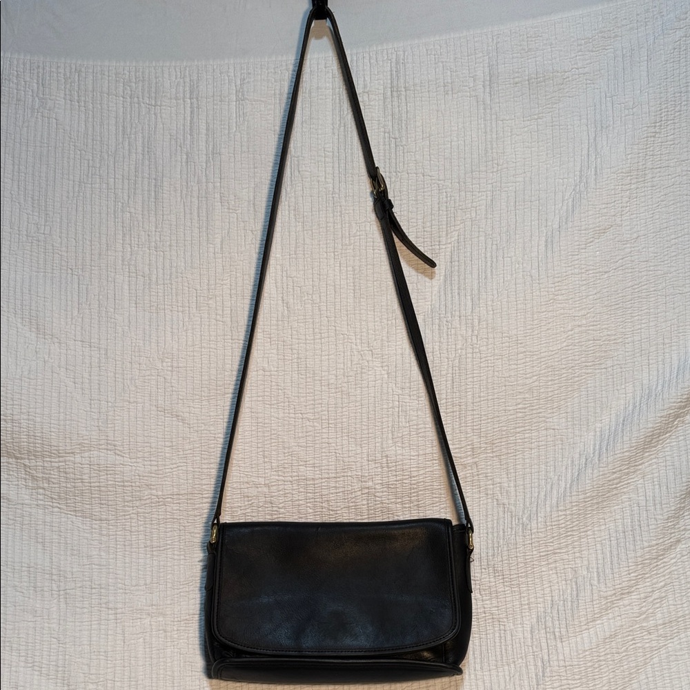 Coach “The Curtis Bag” Midnight Leather Crossbody Bag